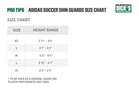 adidas shin pads size guide.